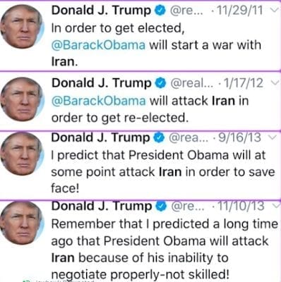 Trump tweets Obama Iran